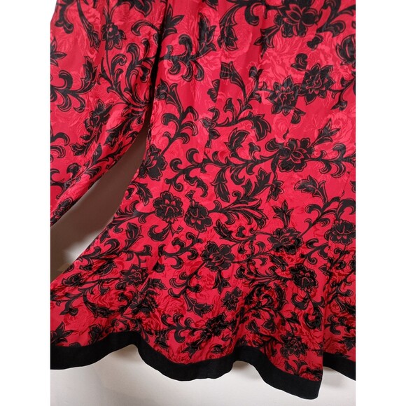 Vintage Richard Warren Silk Peplum Button Long Sleeve Floral Red Top Size 10 - Picture 6 of 9